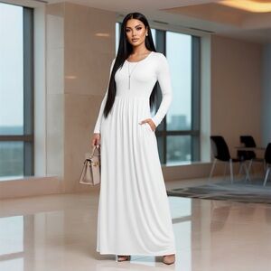 Elegant White Long Maxi Dress